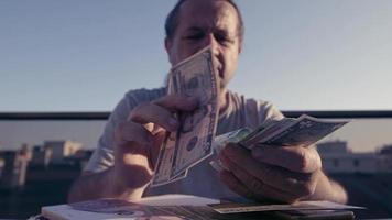 Counting Banknotes Money Outdoors video