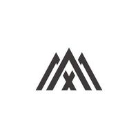 vector de logotipo de línea de montaña de triángulo de letra abstracta mx