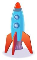 Rocket vector illustration isolated on a white background. Rocket standing on a ground, ready to start up.