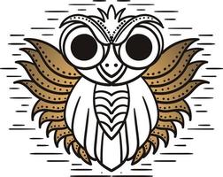 owl handdrawn line art vector