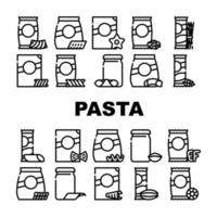 Pasta Food Package Collection Icons Set Vector