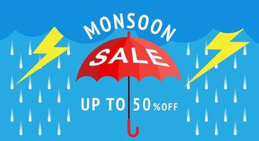 Monsoon sale , rainy season ,banner, vector illustration.