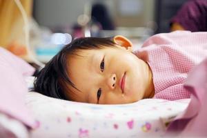 Asian baby sickness and admit at hospital. photo