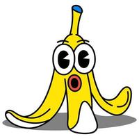 Ilustración de vector de dibujos animados de personaje de fruta de plátano lindo con expresión sorprendida