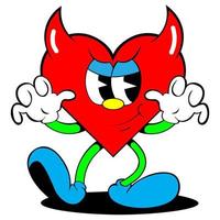 red heart shaped cartoon character vector illustration on white background