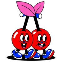 sweet and cute two cherries character vector illustration