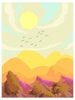 Beautiful mountain,lake,hill,forest  nature landscape on winter,summer background vector illustration.