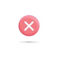 Vector 3d realistic cross check mark red icon