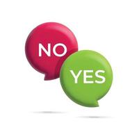 Vector 3d render yes and no speech bubble icon