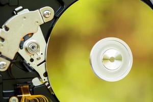 close up of hard disk with abstract reflection photo
