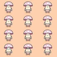conjunto de emociones de carácter de hongo kawaii vector
