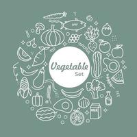 Vegetable set bundle line art vector