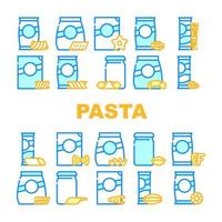 conjunto de iconos de colección de paquetes de alimentos de pasta vector