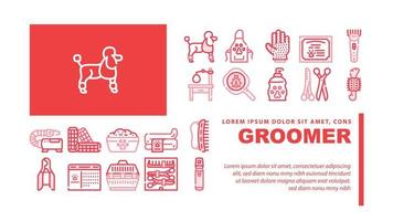 Groomer Pet Service Landing Header Vector