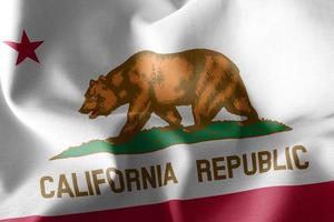 3D illustration flag of California is a region of United States. photo