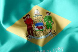 3D illustration flag of Delaware is a region of United States. W photo