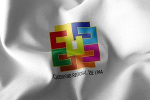 3d ilustración bandera de lima es una región de perú. ondeando en el foto