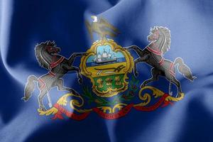 3D illustration flag of Pennsylvania is a region of United State photo