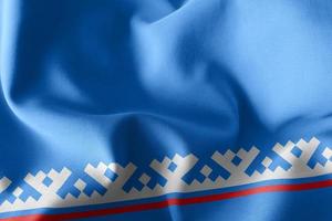 3D illustration flag of Yamalo-Nenets Autonomous Okrug is a regi photo
