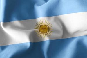 3d ilustración bandera de argentina. ondeando en el respaldo de la bandera del viento foto