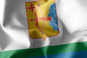 3D illustration flag of Kirov Oblast is a region of Russia. photo