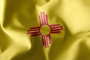 3D illustration flag of New Mexico is a region of United States. photo