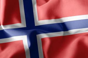 3D rendering illustration flag of Norway. Waving on the wind fla photo