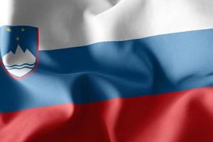 3D rendering illustration flag of Slovenia. Waving on the wind f photo