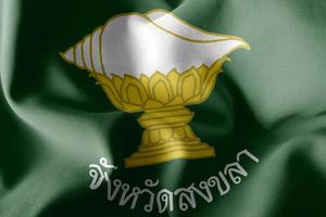 3D illustration flag of Songkhla is a province of Thailand. Wavi photo