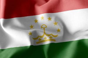 3D rendering illustration flag of Tajikistan. Waving on the wind photo