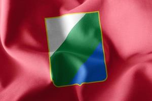 3D illustration flag of Abruzzo is a region of Italy. photo