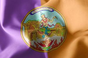 3D illustration flag of Buriram is a province of Thailand. Wavin photo