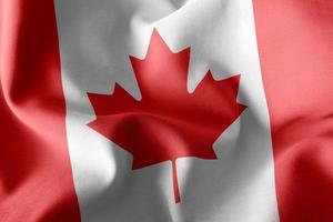 3D rendering illustration closeup flag of Canada. Waving on the photo