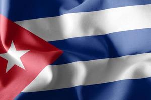 3D rendering illustration closeup flag of Cuba. Waving on the wi photo