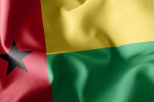 3D rendering illustration closeup flag of Guinea-Bissau. Waving photo