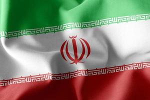 3D rendering illustration flag of Iran. Waving on the wind flag photo