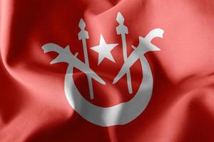 3D illustration flag of Kelantan is a state of Malaysia photo