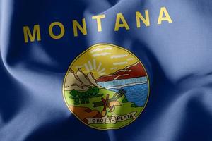 3D illustration flag of Montana is a region of United States. Wa photo