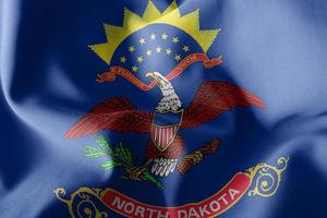 3D illustration flag of North Dakota is a region of United State photo