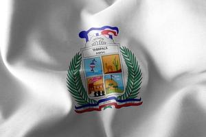 3D illustration flag of Tarapaca is a region of Chile. Waving on photo