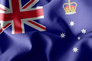 3D illustration flag of Victoria is a region of Australia. Wavin photo