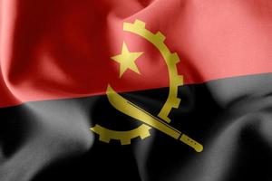 3d ilustración bandera de angola. ondeando en el fondo de la bandera del viento foto