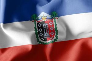 3D illustration flag of Araucania is a region of Chile. Waving o photo