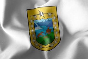 3d ilustración bandera de aysén es una región de chile. ondeando en th foto