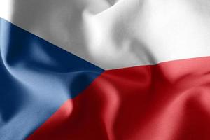 3D rendering illustration closeup flag of Czech Republic. Waving photo