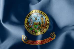 3D illustration flag of Idaho is a region of United States. Wavi photo