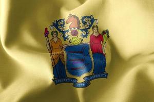 3D illustration flag of New Jersey is a region of United States. photo