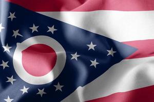 3D illustration flag of Ohio is a region of United States. Wavin photo