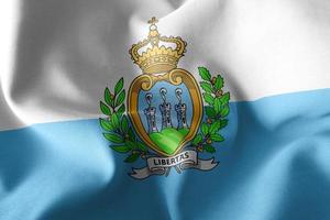 3D rendering illustration flag of San Marino. Waving on the wind photo