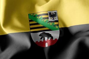 3D illustration flag of Saxony-Anhalt is a region of Germany. Wa photo